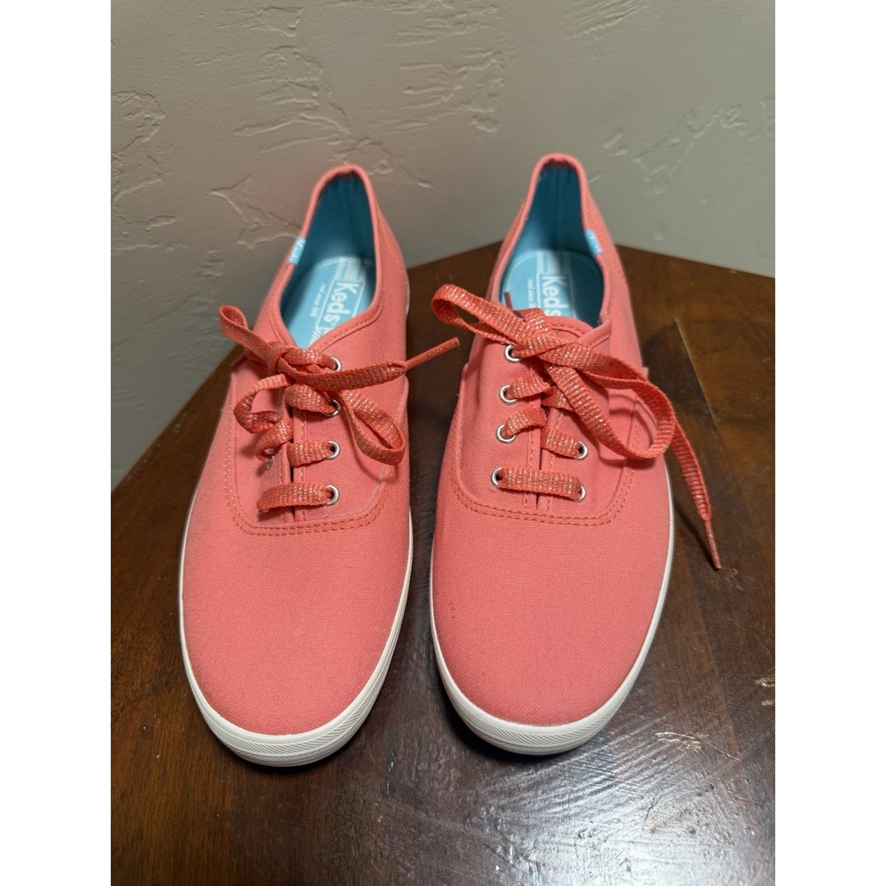 Keds Champion Coral Pink Canvas Shoes Womens 9.5 Low Top Sneakers WF46618M